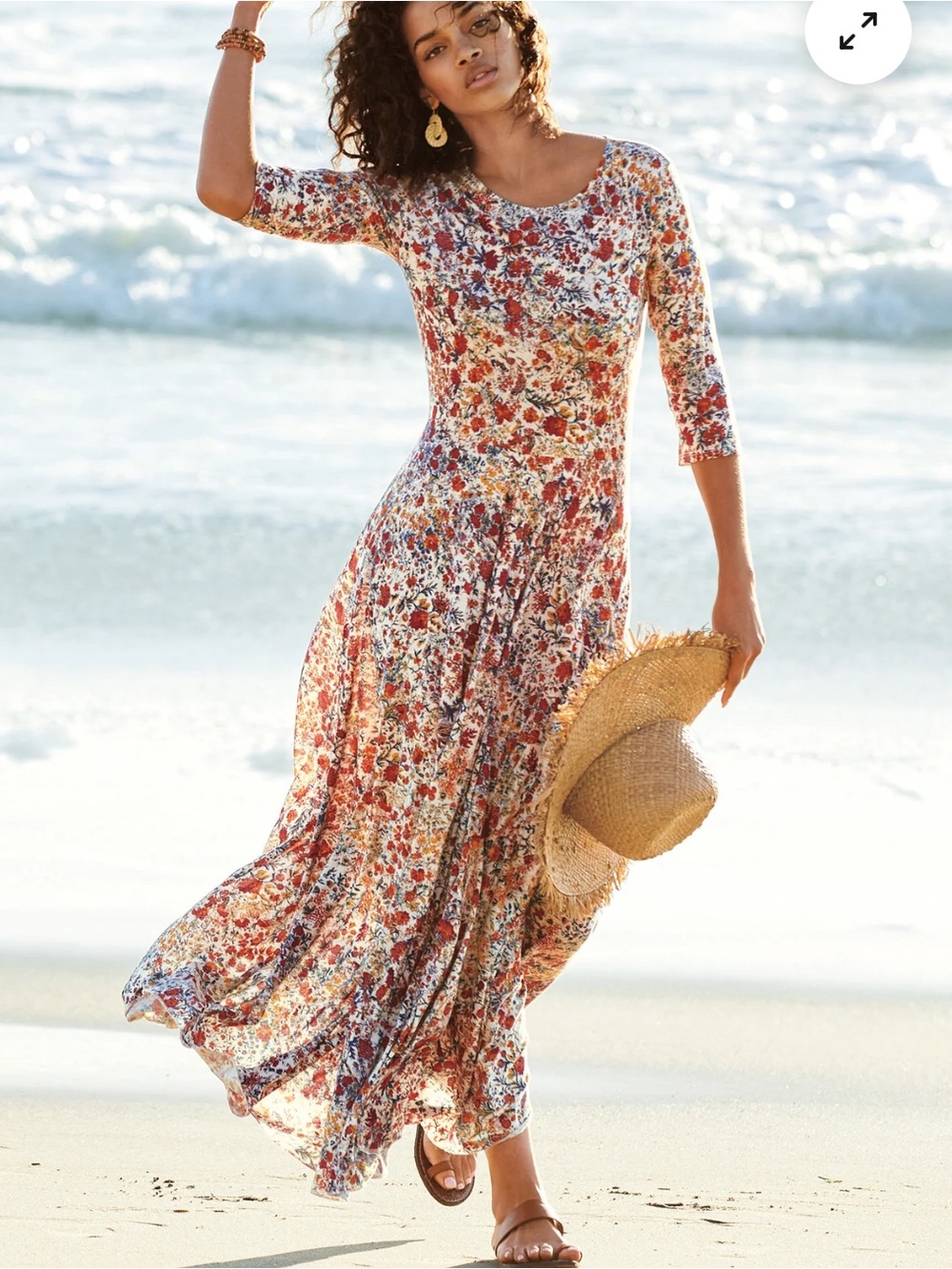 NWT Peruvian Connection Tivoli Floral Maxi Dress Medium Pima Cotton Modal